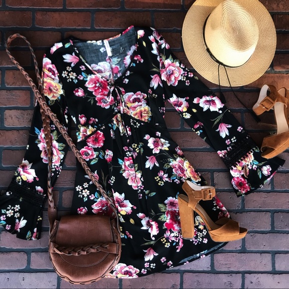 - Dresses & Skirts - ✨Black Boho Floral DRESS, BRAND NEW. PRICE FIRM